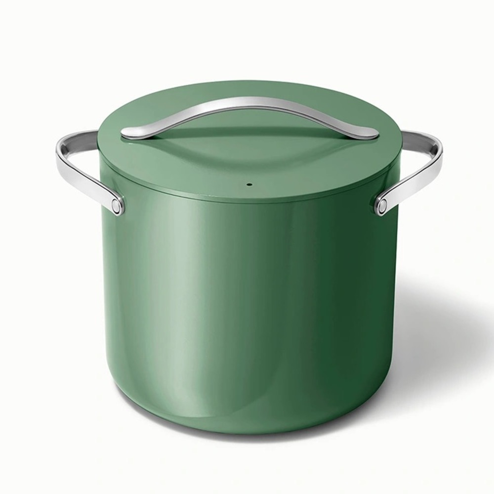 NEW $215 Caraway 12 qt Stock Pot With Lid Non-Stick Ceramic - Sage Green - Picture 3 of 12